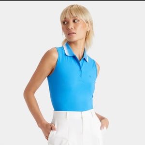 G/Fore Womens Pleated Collar Tech Nylon Sleeveless Polo